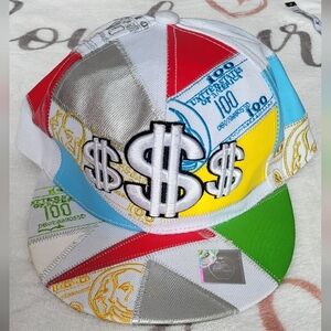 Colorful Patchwork Cap with Dollar Sign Design